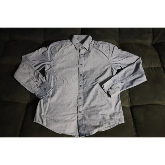 UNTUCKit Button Up Shirt Men M Blue Slim Fit Spread Collared Long Sleeve Cotton - Picture 1 of 9
